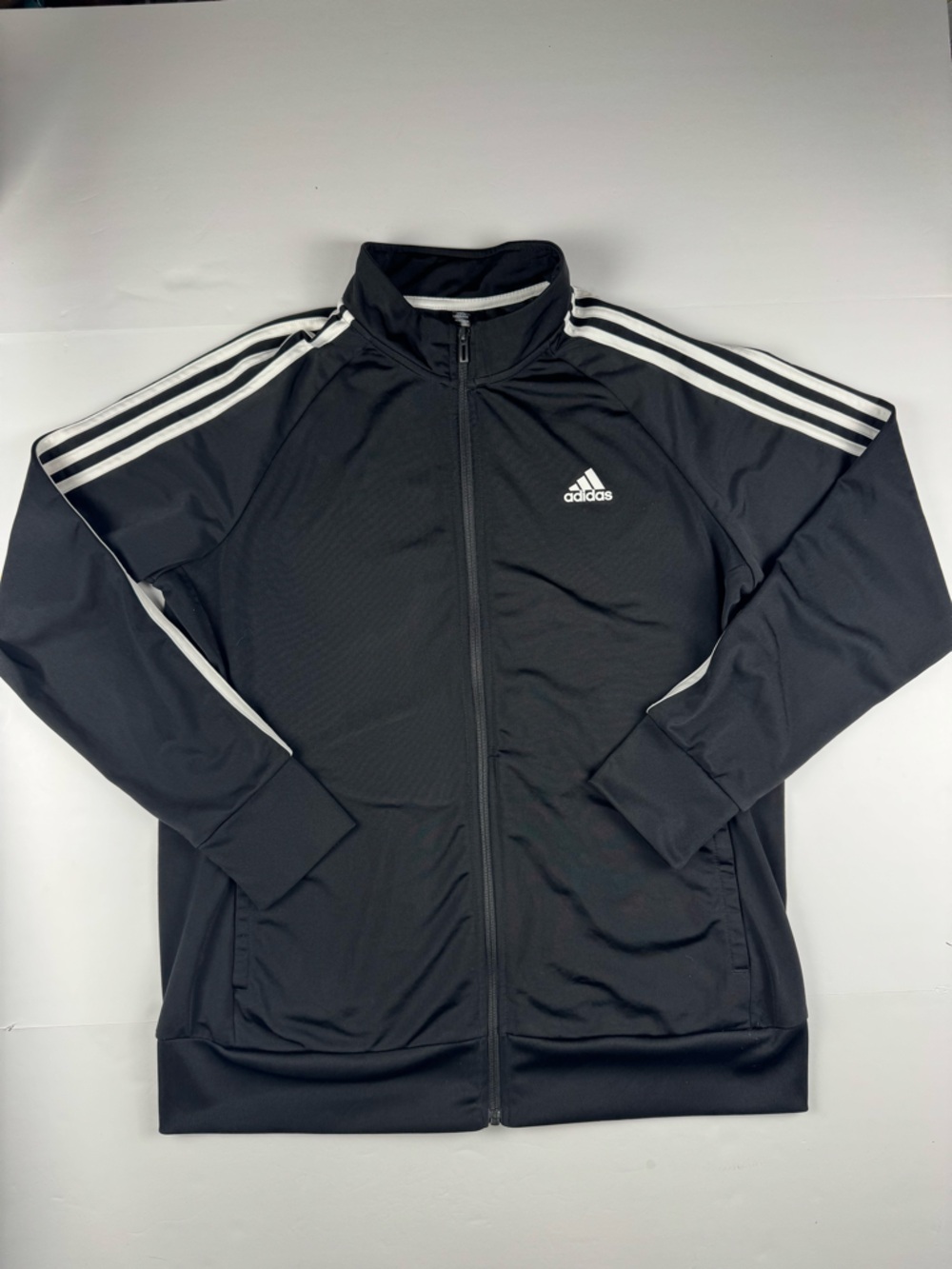 adidas Black Track Jacket with White Three-Stripes